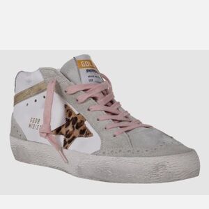 Golden Goose Women's Mid Star Sneakers - Gray, White, and Pink